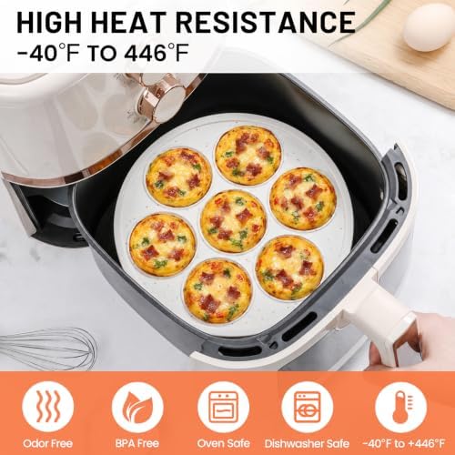 Vinino Silicone Air Fryer Muffin Pan with Reinforced Frame, Egg Bite Mold