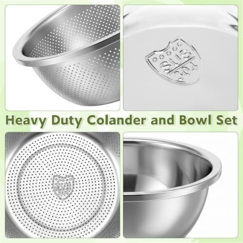 5QT Microporous Colander and Bowl Set 304 Stainless Steel Colander and Bowl
