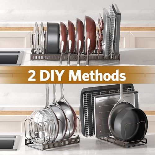 ORDORA Pots and Pans Organizer under Cabinet, 11.8-22.8" 12 Dividers Silver