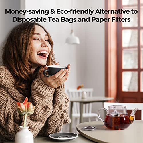 Reinmoson Extra Fine Mesh Tea Infuser for Loose Leaf Tea Steeper 1.5”x2.2”