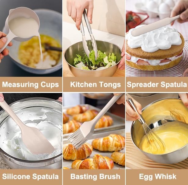 Wildone Mixing Bowls with Airtight Lids, Stainless Steel Nesting Bowls Set