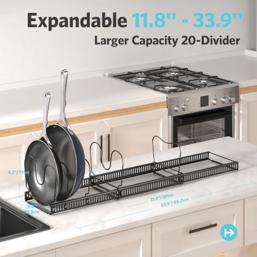 ORDORA Pots and Pans Organizer under Cabinet, 11.8-33.9" 20 Dividers