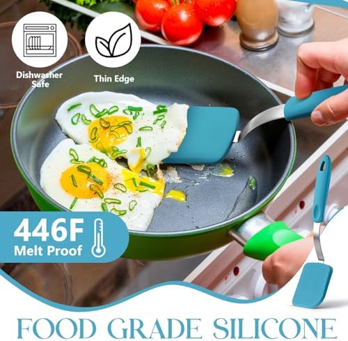 2 Pcs Mini Silicone Cookie Brownie Spatula,Solid Flat,Light Blue