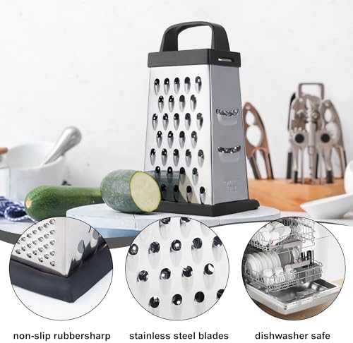 Kaishun Mini Cheese Grater,4-Sided Box Grater for Cheese, Vegetable & Fruit