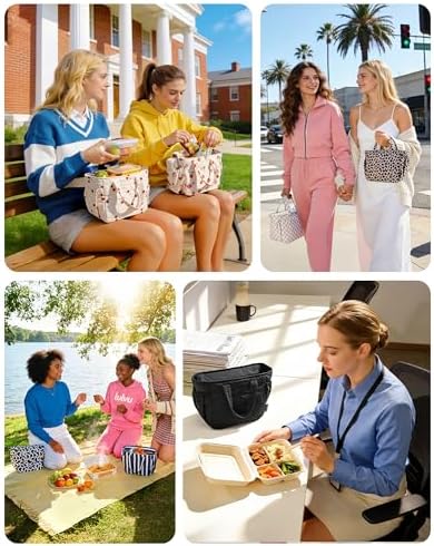 BAGSMART Lunch Bag Women Small Cute Quilted Insulated Leakproof Lightweight