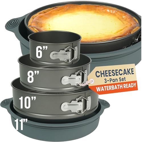 Cheese Cake Pans for Baking, NON-STICK Springform Pan Set & SILICONE SLEEVE