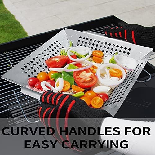 Grill Basket- Stainless Steel Grilling Basket for Indoor and Outdoor Use