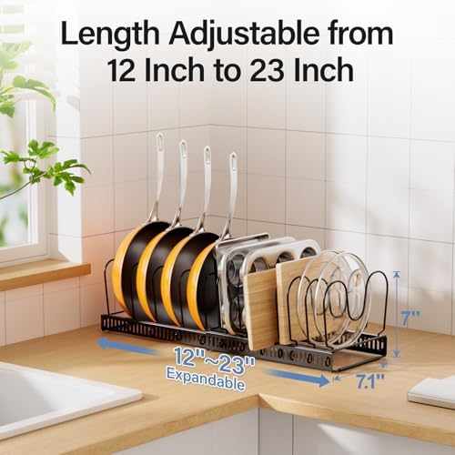 ORDORA Expandable Pots and Pans Organizer under Cabinet with 12 Dividers