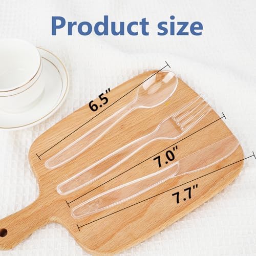 SACATR 3000 Count Clear Plastic Silverware Heavy Duty -Forks, Spoons,Knives