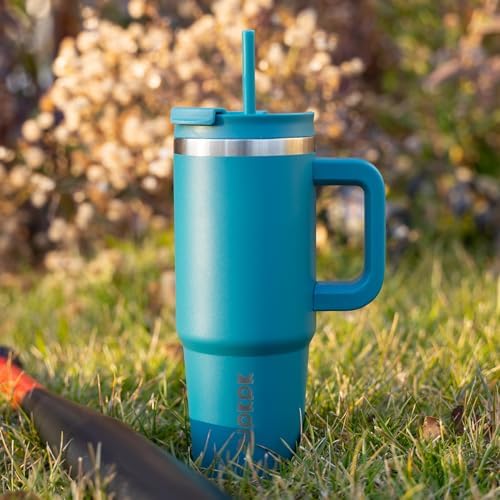 BJPKPK 40 oz Insulated Tumbler with Handle & Straw, Stainless Steel