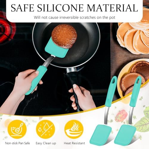 2 Pcs Mini Silicone Cookie Brownie Spatula,Solid Flat,Green