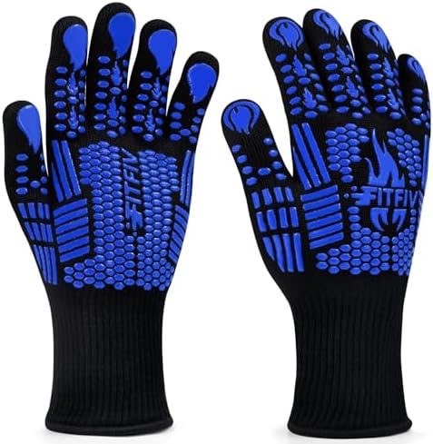 BBQ Gloves, 1472°F Heat Resistant with Silicone Grip Oven Mitts