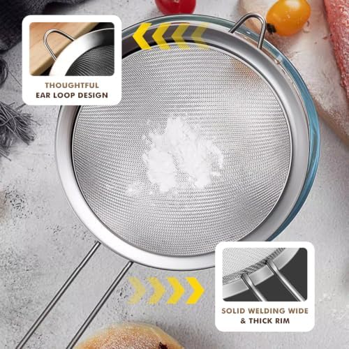 NileHome 3 Piece Stainless Steel Mesh Strainers,Silver（3.1"+5.4"+7.8")