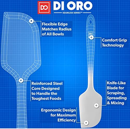 DI ORO Large Silicone Spatula - 600F Heat Resistant, Stone