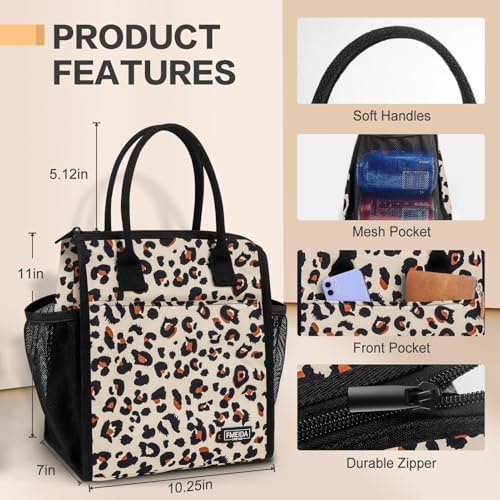 Insulated Lunch Bag Women, 12L Large Thermal Snack Bag Reusable Cooler Tote