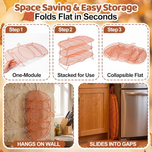 Frienda 3 Tier Thanksgiving Pumpkin Cooling Rack Collapsible 16x12", 2 Pcs