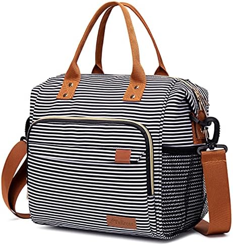 TuErCao Lunch Bag Women Insulated Lunch Box for Work Leakproof Soft Cooler for Picnic Travel Road Trips, Loncheras para Mujer Adult, Stripes