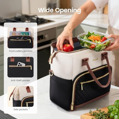 LOVEVOOK Lunch Bag Women, Insulated Lunch Box for Women with Cup Holder