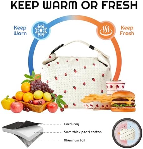 SUOXU Insulated Lunch Bag, Reusable Thermal Lunch Box Tote for Women & Men, Large Capacity Leakproof Cooler Bag for Work, Picnic Travel