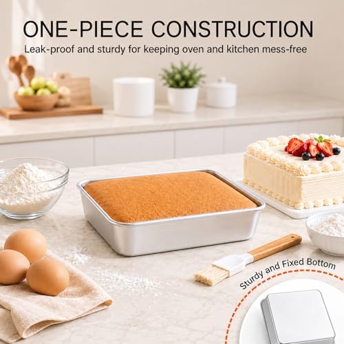 TeamFar 8x8 Baking Pan, Stainless Steel Square Cake Brownie Pan