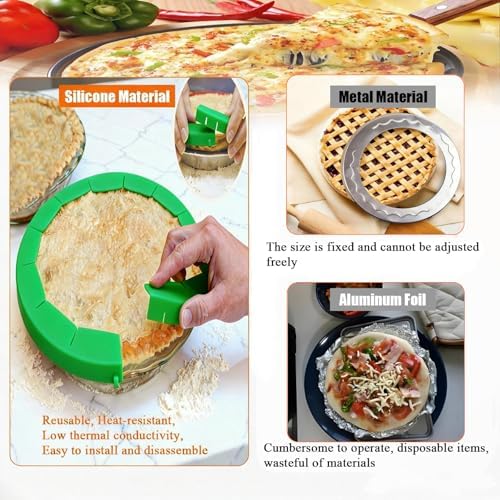 Easily Adjustable Silicone Pie Crust Protector, Fits8-11.5" Pie Crust