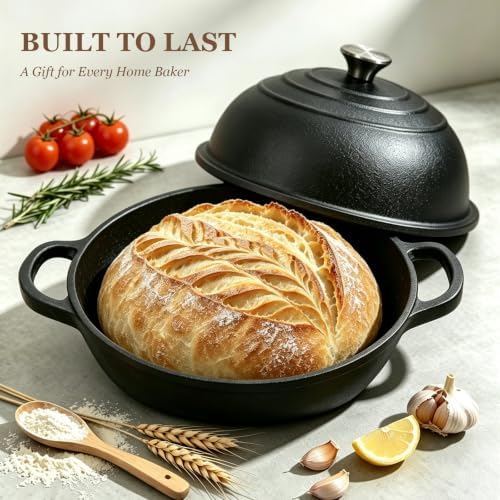 Cast Iron Bread Oven 6QT, Sourdough Bread Baking Pan with Lid