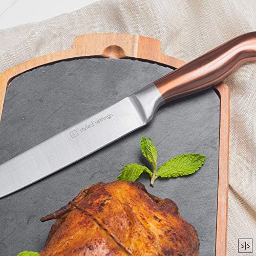 Styled Settings Copper Knife Set with Block & Built-In Sharpener, 14-Piece