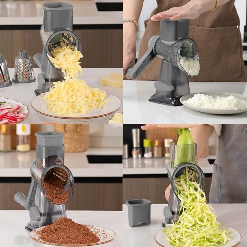 KalraMay Rotary Cheese Grater with Handle, Multifunctional Cheese Shredder
