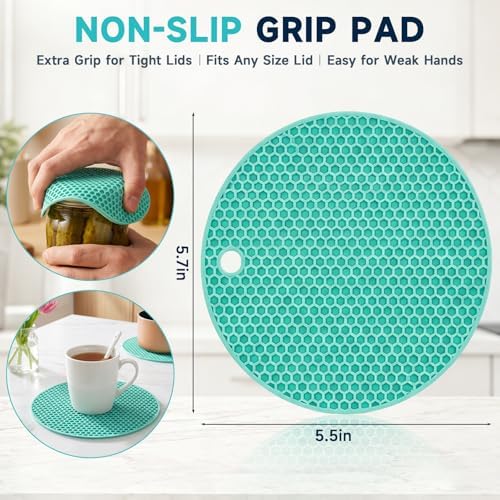 KORCCI Jar Opener for Weak Hands, Seniors with Arthritis, 3-Piece Set with 5-in-1 Bottle Opener, Can Opener & Non-Slip Rubber Gripper Pad, Easy Grip Lid Opener for Arthritic Hands