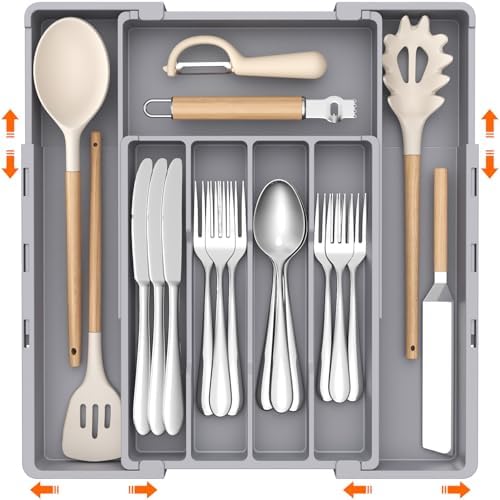 Lifewit Expandable Silverware Drawer Organizer, Utensil Tray for Kitchen
