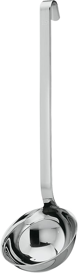 Rosle 10009 Stainless Steel Hooked Handle Ladle with Pouring Rim Serving Spoon