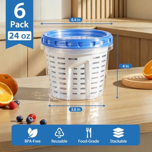 Freshmage 6-Pack 24oz Freezer Storage Containers with Twist Top Lids