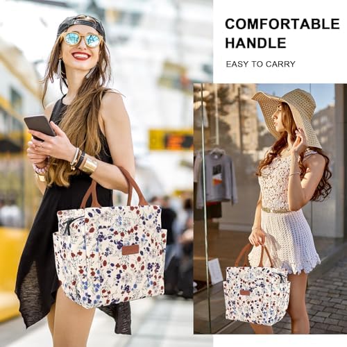 Joymee Insulated Lunch Bag Leakproof with Bottle Holder- Corduroy Floral