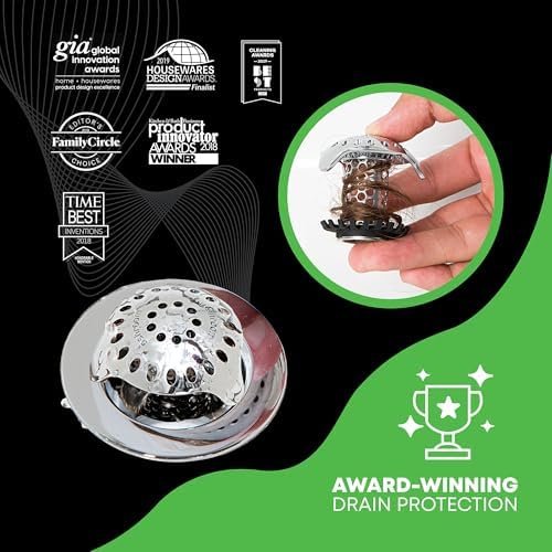 SinkShroom Ultra Revolutionary Bathroom Sink Drain Protector, Stainless Steel with Stopper