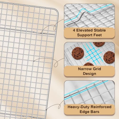 Briout 2PCS Cooling Racks for Cooking and Baking,8.5" x12" Wire Rack,Silver