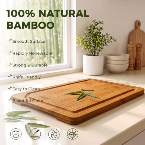Kikcoin 9"×6" Small Bamboo Cutting Board with Handle, Deep-Carbonized