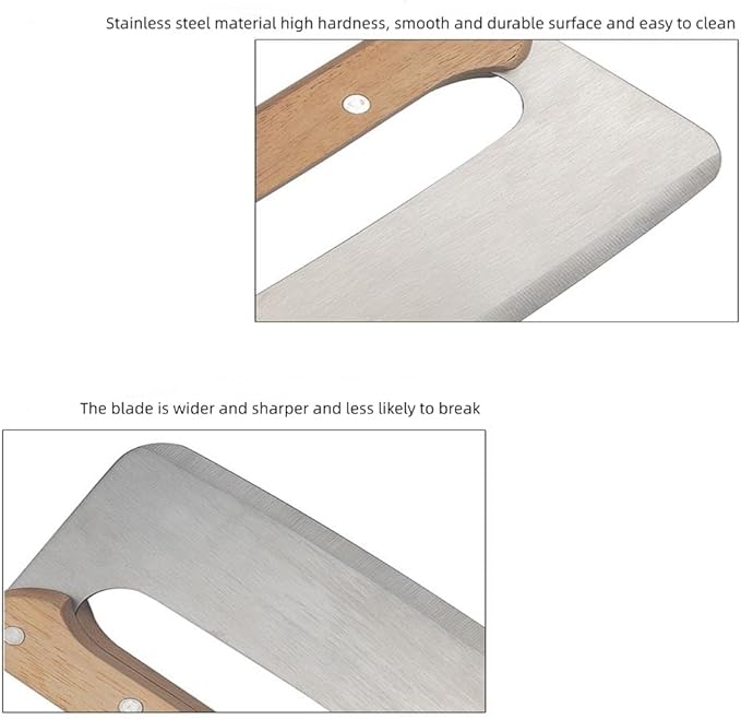 stainless steel pizza cutter with cover Non-Stick Pizza Cutter pizza cutter rocker 14 inch (Double wooden handle)