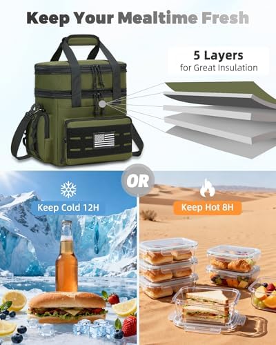 holuxer Lunch Bag & Lunch Box for Men - Tactical Large Soft