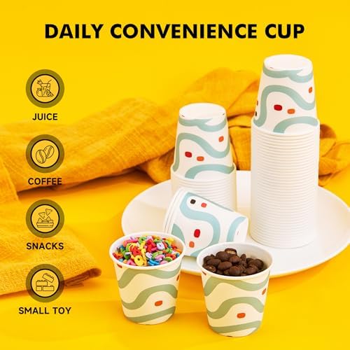 RACETOP 3 oz Bathroom Cups 300 Pack, Small Paper Cups, White Lines