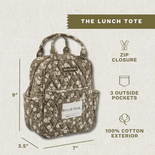 Bella Taylor Lunch Tote, Quilted Lunch Bag, Woodland Floral