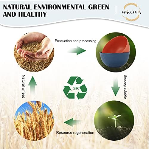 Wrova Wheat Straw Bowls Set of 8, Microwave Safe Bowls for Kitchen 26 OZ