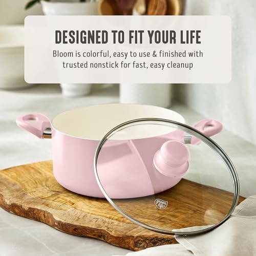 GreenLife 5QT Ceramic Nonstick Stockpot with Lid, Blush Pink