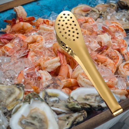 2 Pack Stainless Steel Cooking Tongs, 9 Inch Metal Kitchen Food Serving Tongs for Salad, Bread, Barbecue, Catering, Banquet, Party