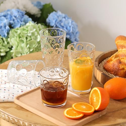 Moretoes Circle Drinking Glasses Set of 12 Clear Water Glass Cups