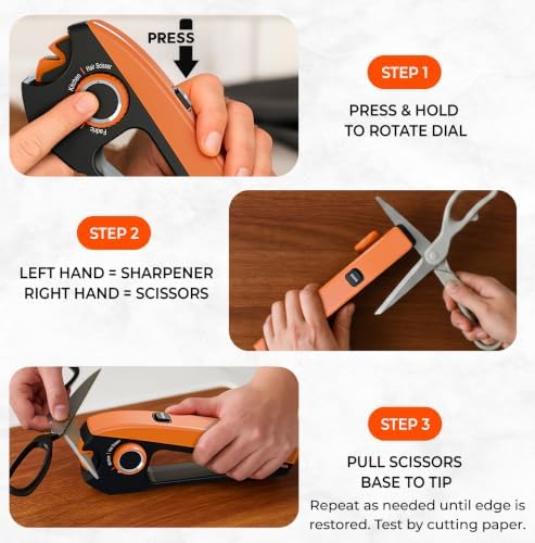 Orange Ninja Scissors Sharpener Tool – 4 Angle Settings, Easy Manual Use