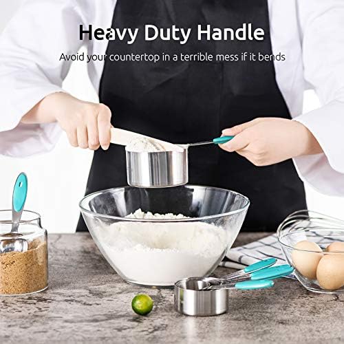 U-Taste Measuring Cups Spoons Set, 18/8 Stainless Steel, 10Pcs, Teal