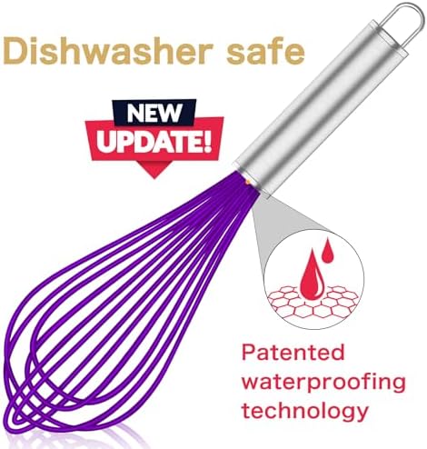 OYV Purple Silicone Whisk Set of 3, 8/10/12 Inch, Non-Scratch