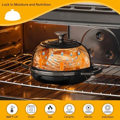 Velaze 5 QT Enameled Cast Iron Dutch Oven for Bread Baking with Dome Lid