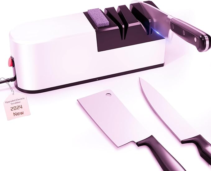 Electric knife sharpener, 5 in 1 knife sharpening system with straight blade, professional diamond knife sharpener FOR rough sharpening, repair and sharpening of knives (LG2)