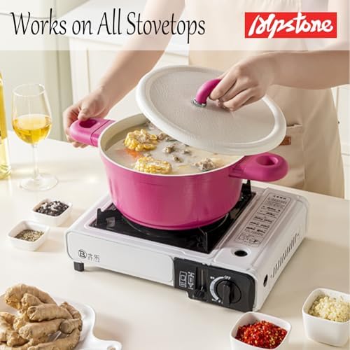 Alpstone 5QT Nonstick Stock Pot with Lid, Pink